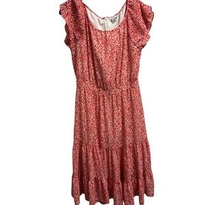 J. Crew Factory Red Floral Midi Dress